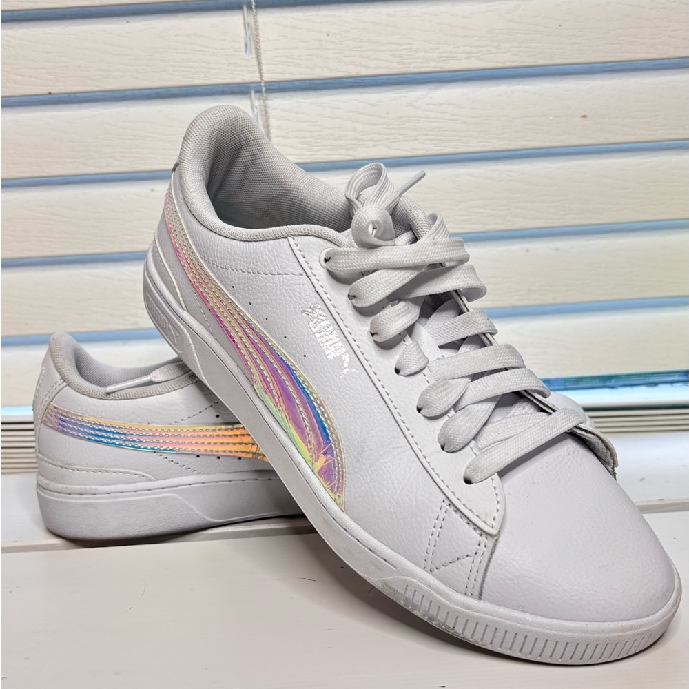 Puma Women's White Sneakers with Iridescent Accents